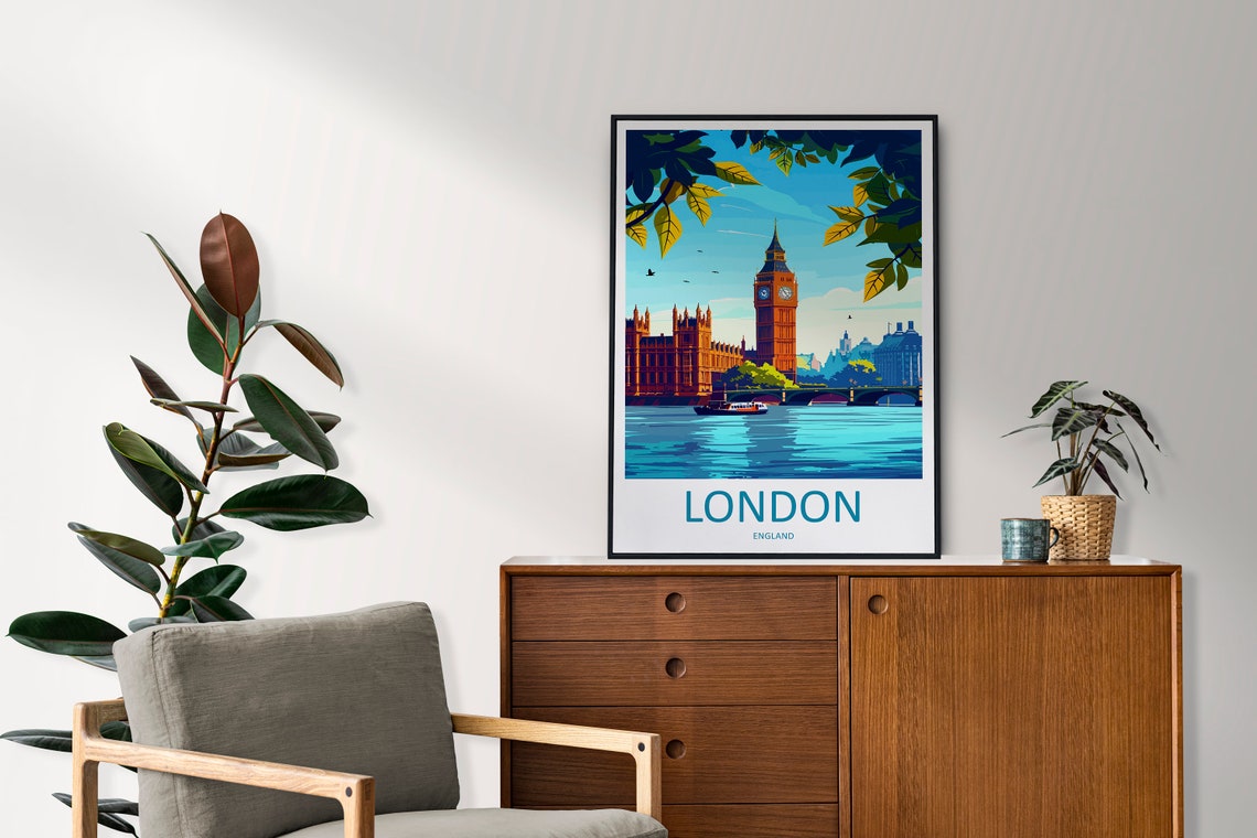 London Big Ben Westminster Thames Riverside Landmark Travel Poster - Image 2