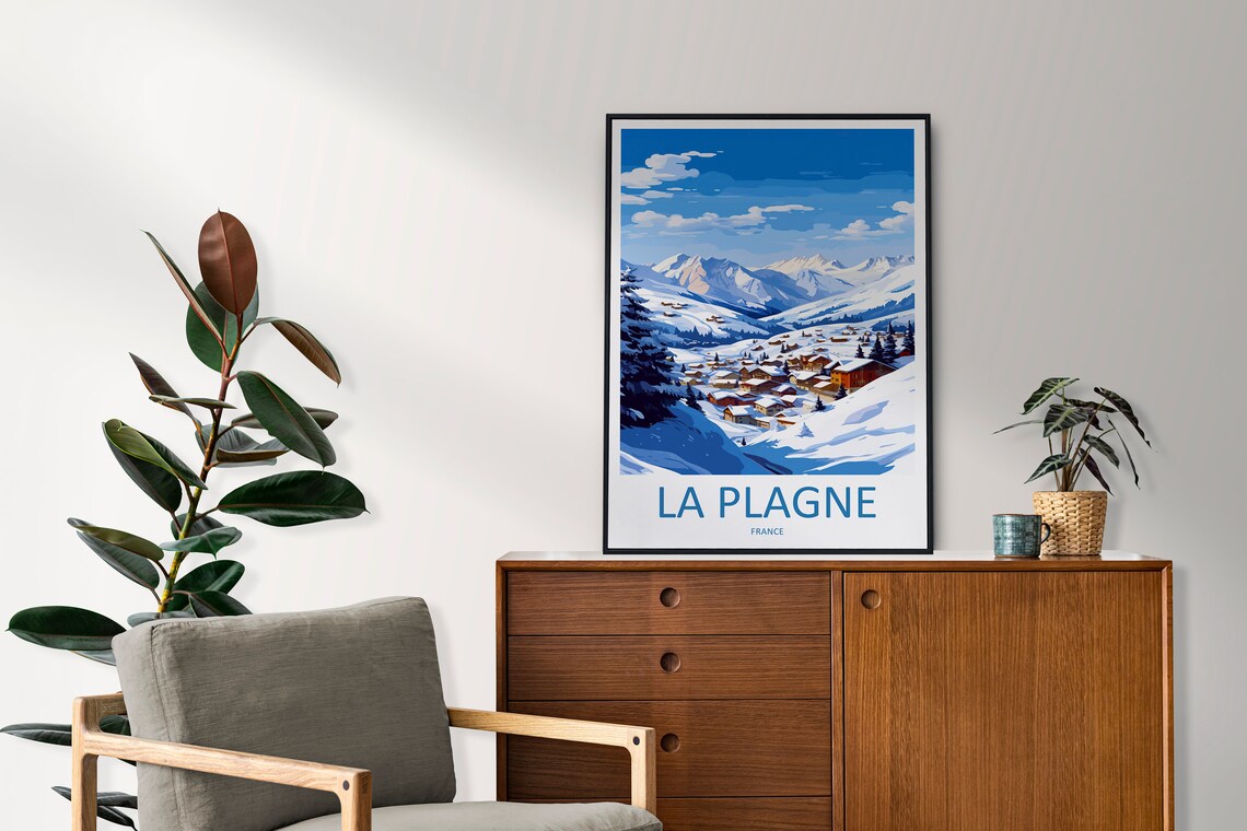 La Plagne Travel Poster, Skiing Wall Art - Image 2