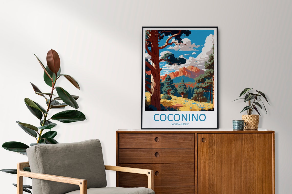 Coconino National Forest Towering Pines Sedona Red Rocks Travel Poster - Image 2
