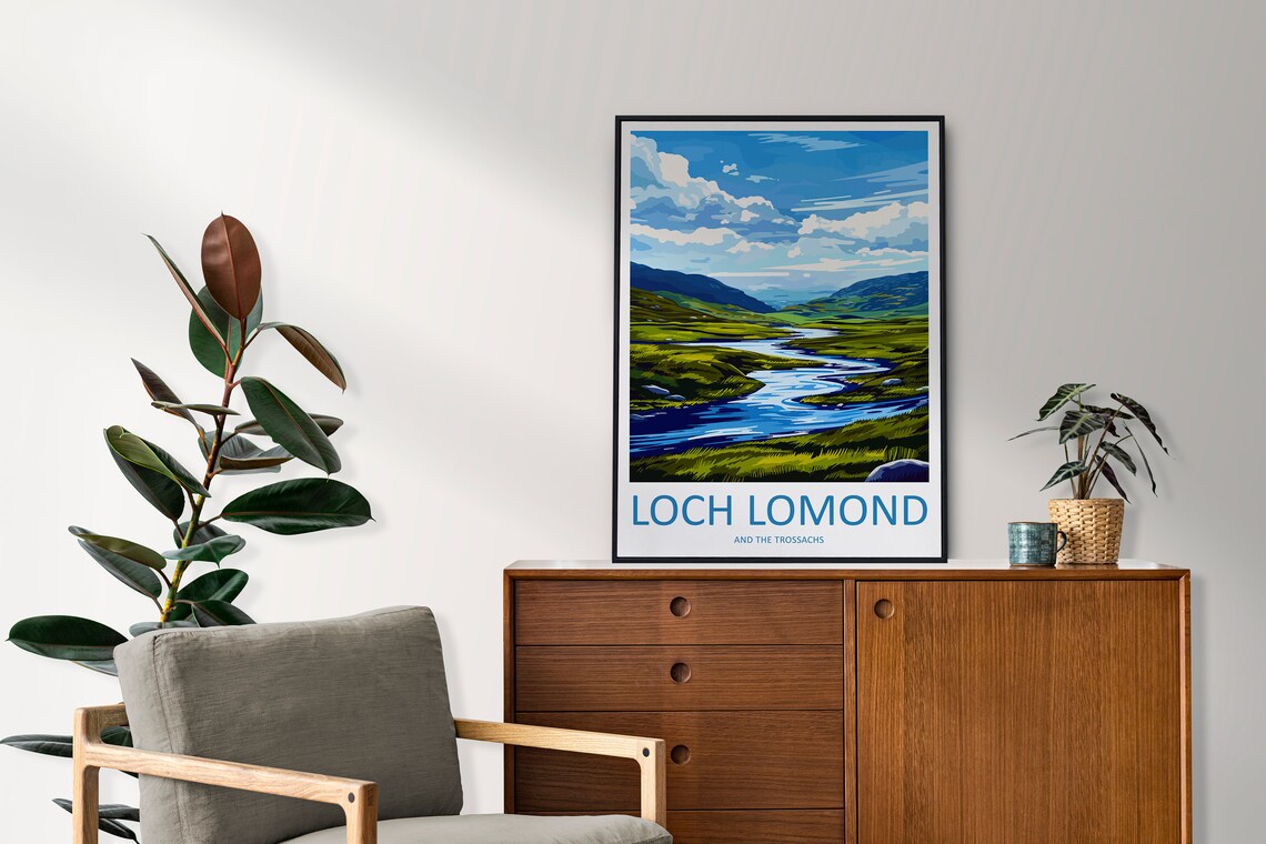 Loch Lomond and the Trossachs Winding River Valley Scene Poster - Image 2