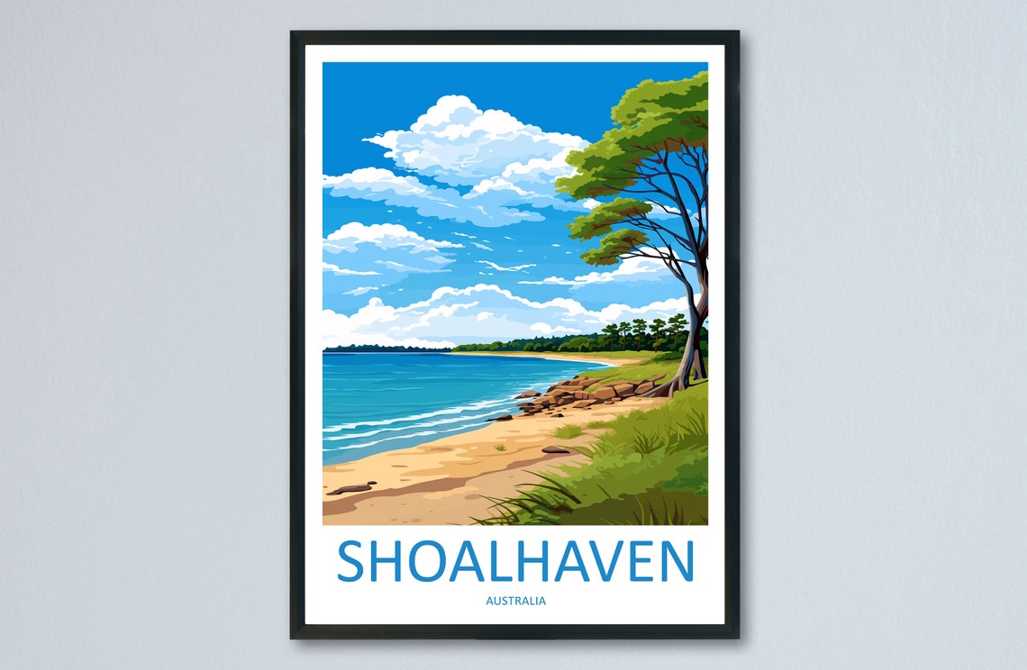 Sunny Shoalhaven Beach Cove Coastline Australia Travel Poster