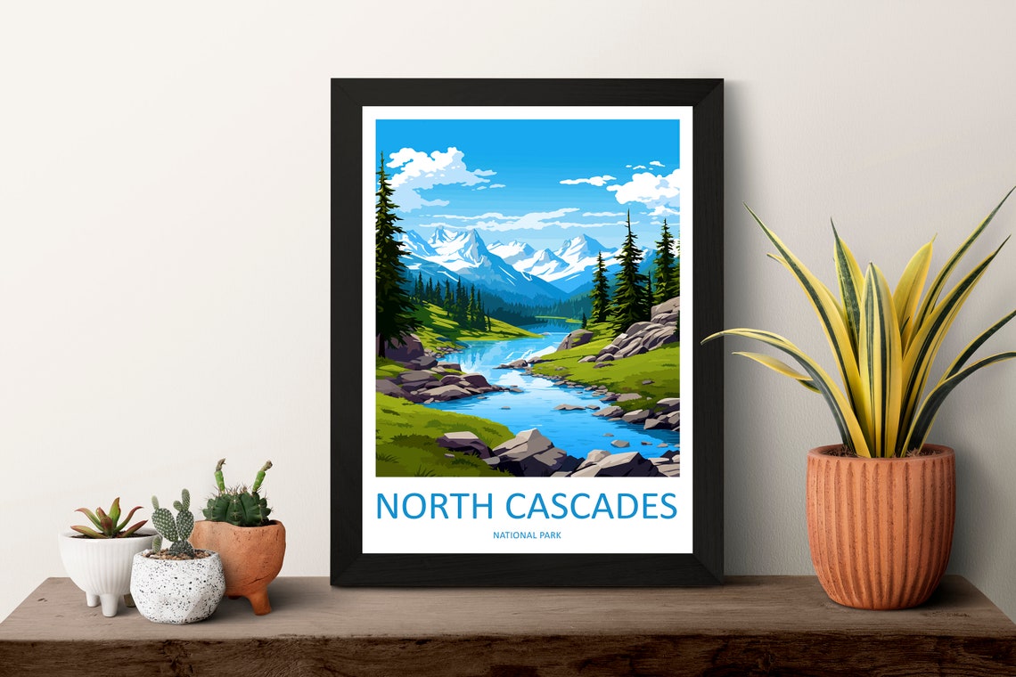 North Cascades National Park Alpine River Wilderness Art Poster - Image 3