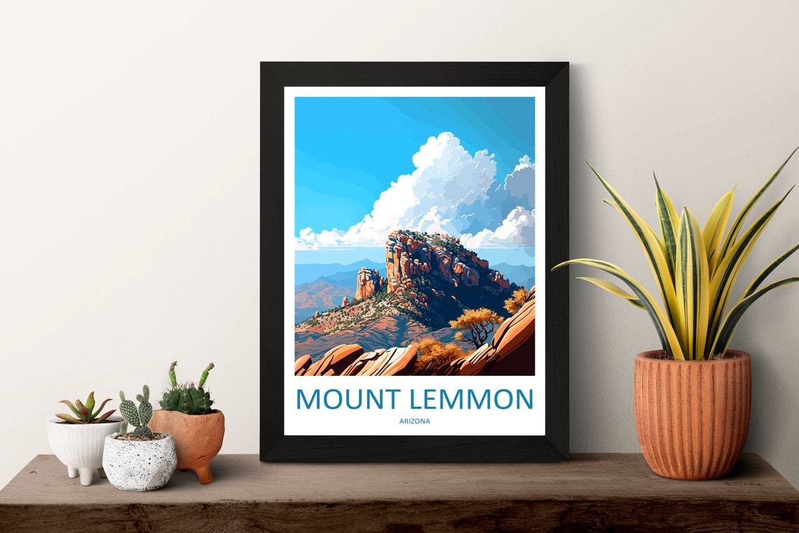 Mount Lemmon Arizona Desert Mountain Peak Illustration Travel Poster - Image 3