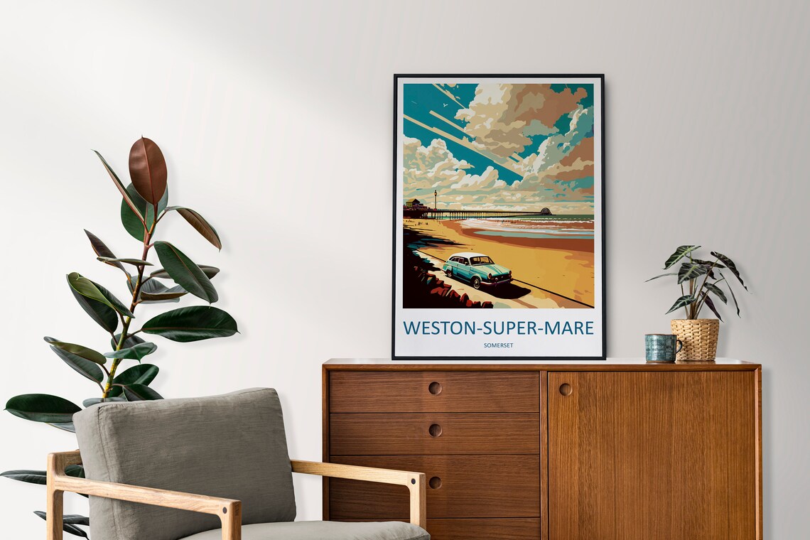 Western Super Mare Travel Poster, England Place Print - Image 2