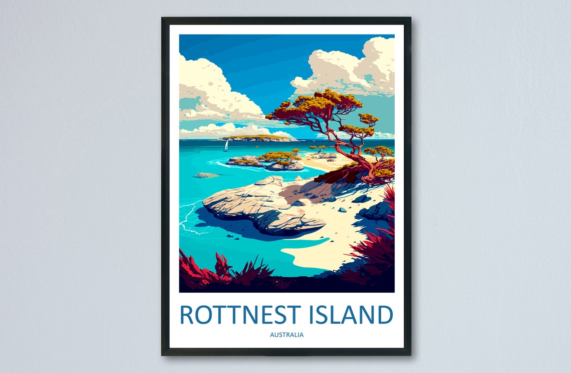 Rottnest Island Australia Turquoise Cove Colorful Travel Poster