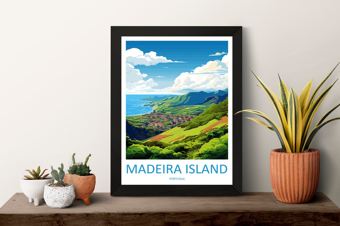Madeira Island Portugal Lush Green Coastline Ocean Panorama Poster - Image 3