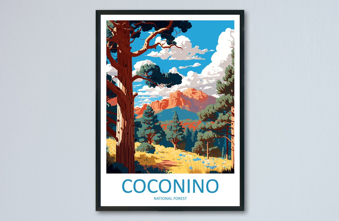 Coconino National Forest Towering Pines Sedona Red Rocks Travel Poster