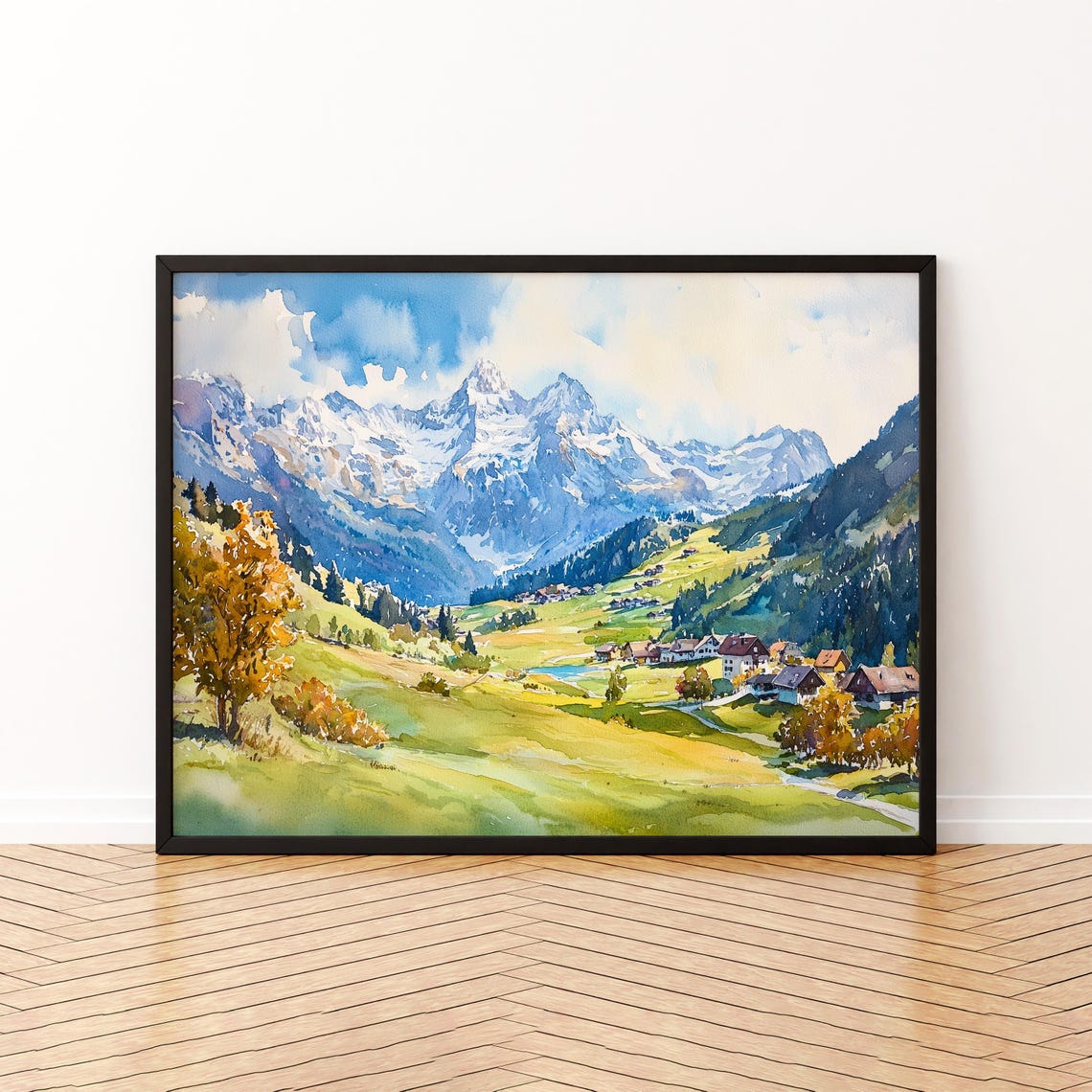 Engelberg Watercolor Poster Wall Art Hanging Home Dcor Gift Lovers Switzerland