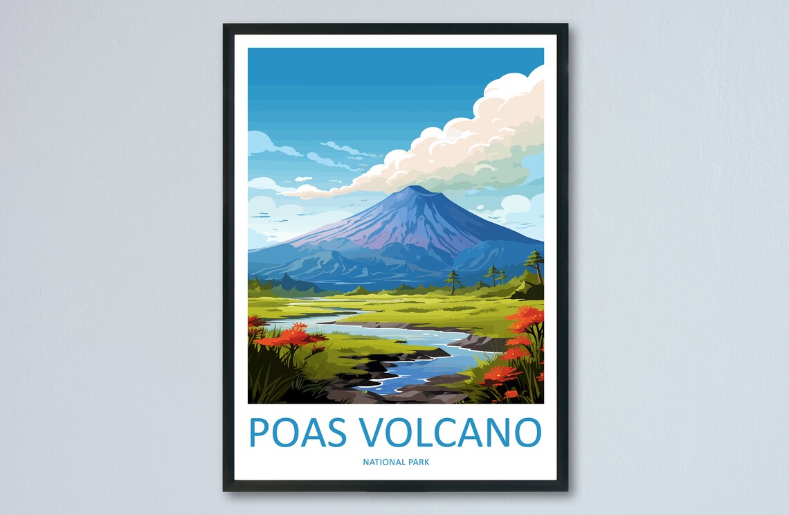 Poas Volcano National Park Costa Rica Crater View Travel Poster