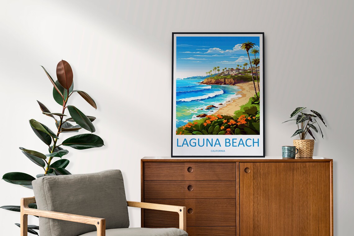 Laguna Beach California Turquoise Cove Palms Retro Travel Poster - Image 2