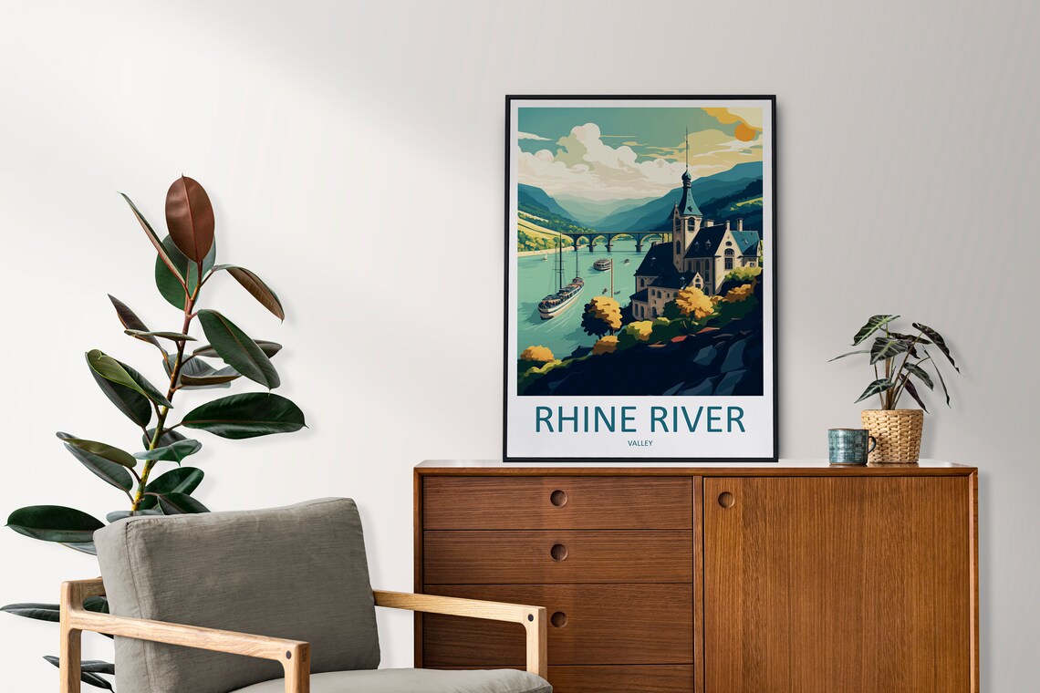 Rhine River Valley Travel Poster, Germany Landscape - Image 2