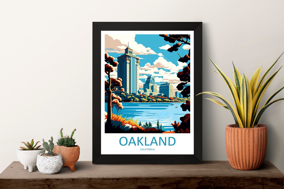Oakland California Skyline Reflected On The Water At Dusk Poster - Image 3