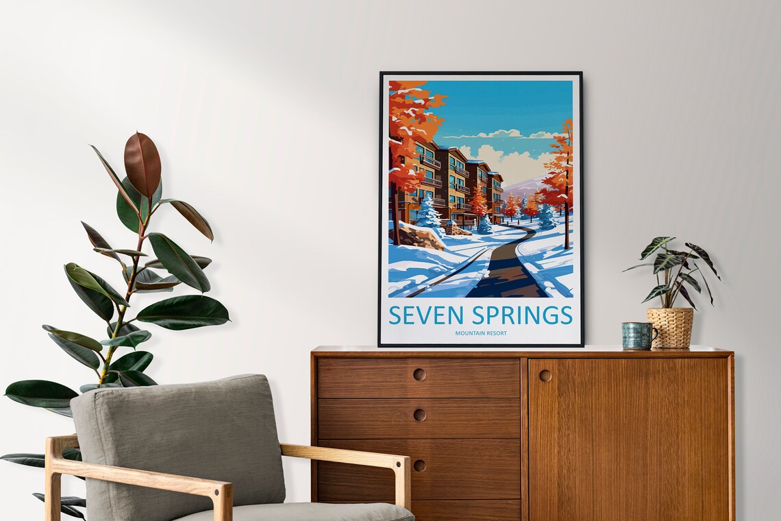 Seven Springs Mountain Resort Pennsylvania Winter Village Poster - Image 2