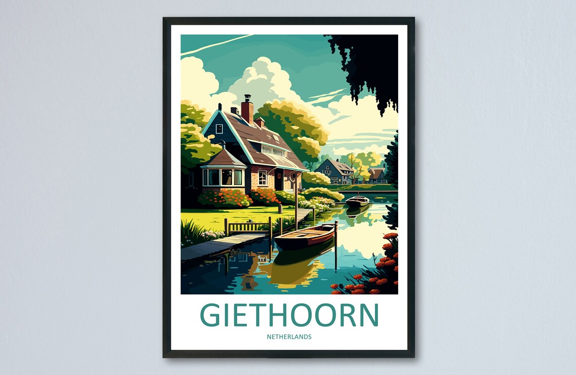 Giethoorn Travel Poster, Netherlands Place Print