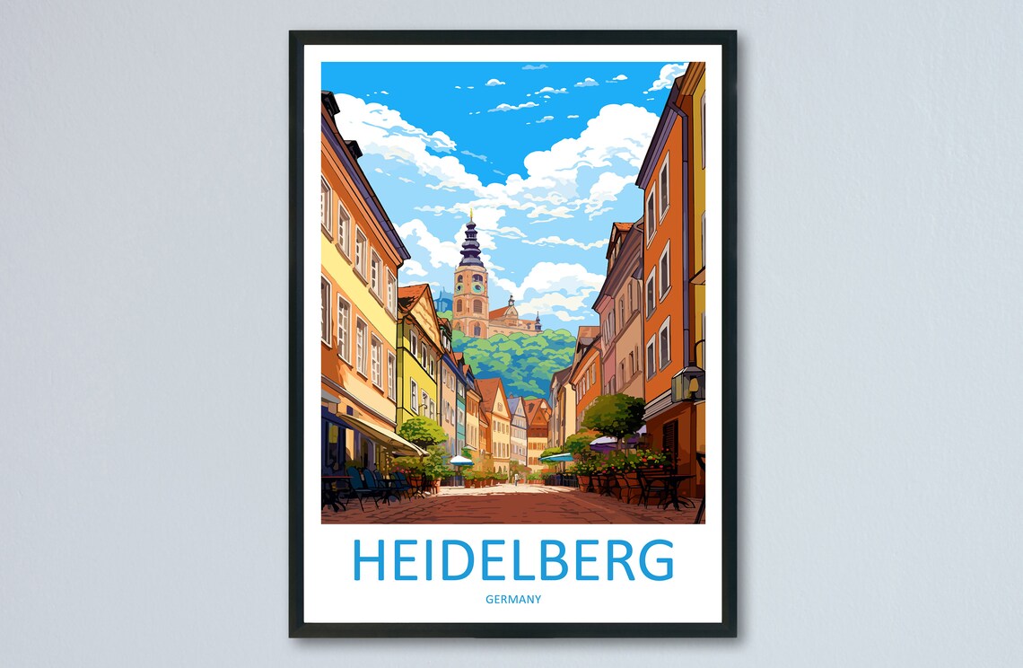 Heidelberg Cityscape Art Print, European Travel Poster