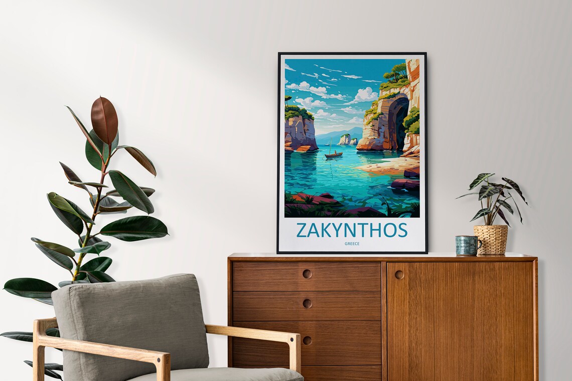 Zakynthos Greece Travel Poster, Wall Art Print - Image 2
