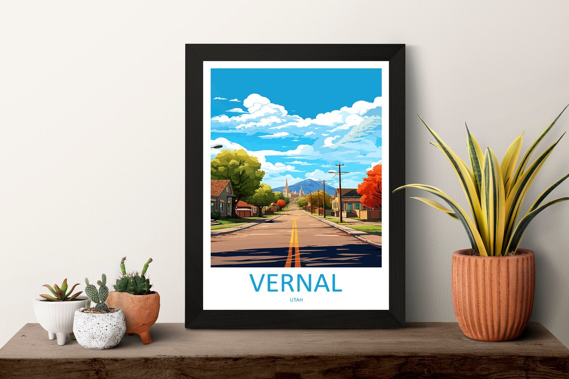 Vernal Utah Tree Lined Street Steeple Autumn View Street Scene Poster - Image 3