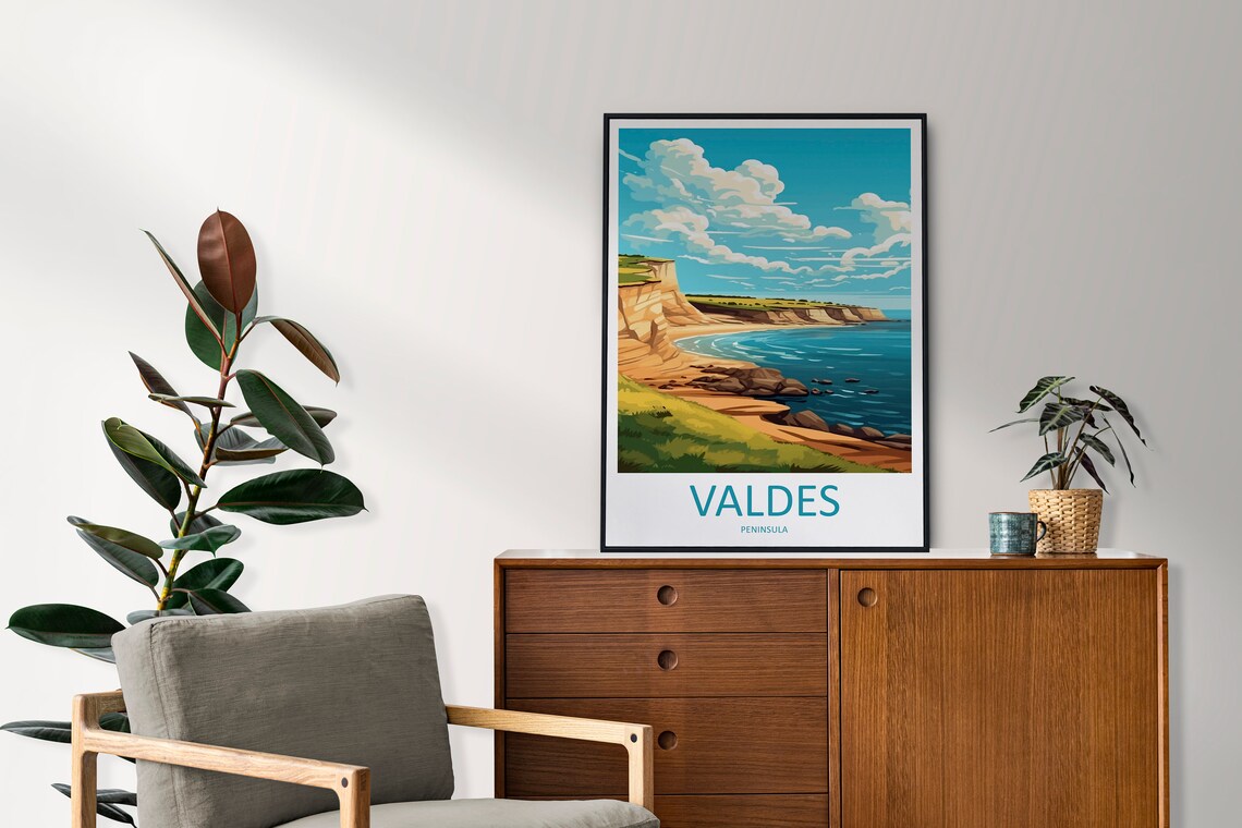 Valdes Peninsula Rocky Cliff Cove Patagonia Coast Travel Art Poster - Image 2