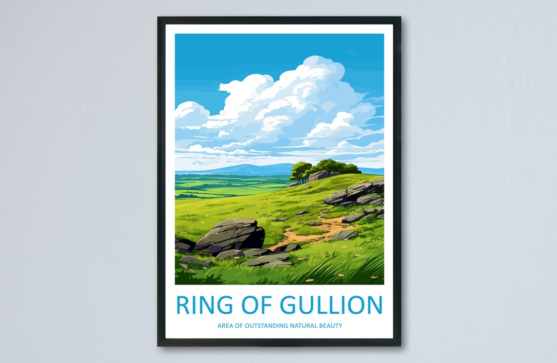 Ring of Gullion Rocky Hill Summit Wide Views AONB Travel Poster