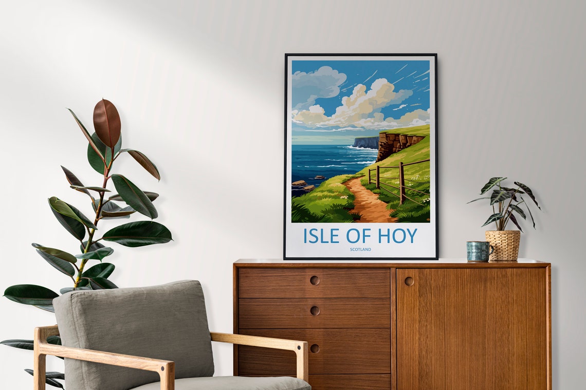 Isle of Hoy Scotland Cliff Path Ocean View Illustrated Poster - Image 2