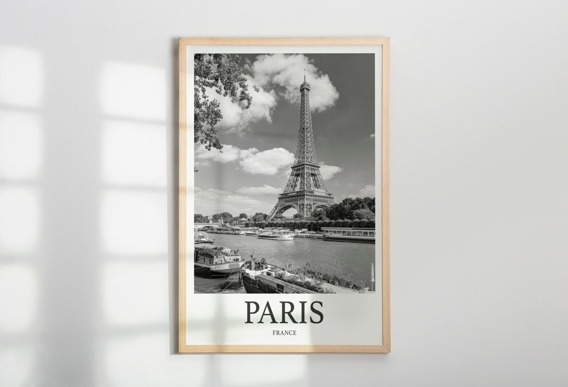 Paris France Eiffel Tower Over the Seine River Classic Photo Poster