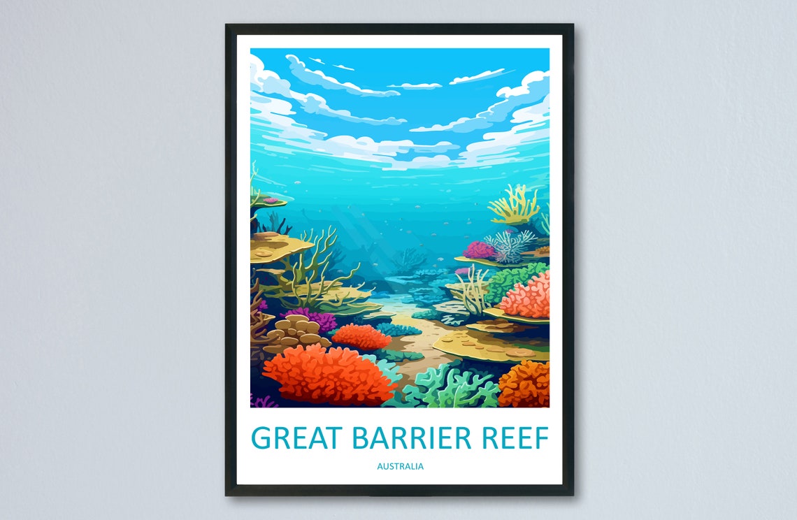 Great Barrier Reef Australia Coral Reef Underwater Scene Poster