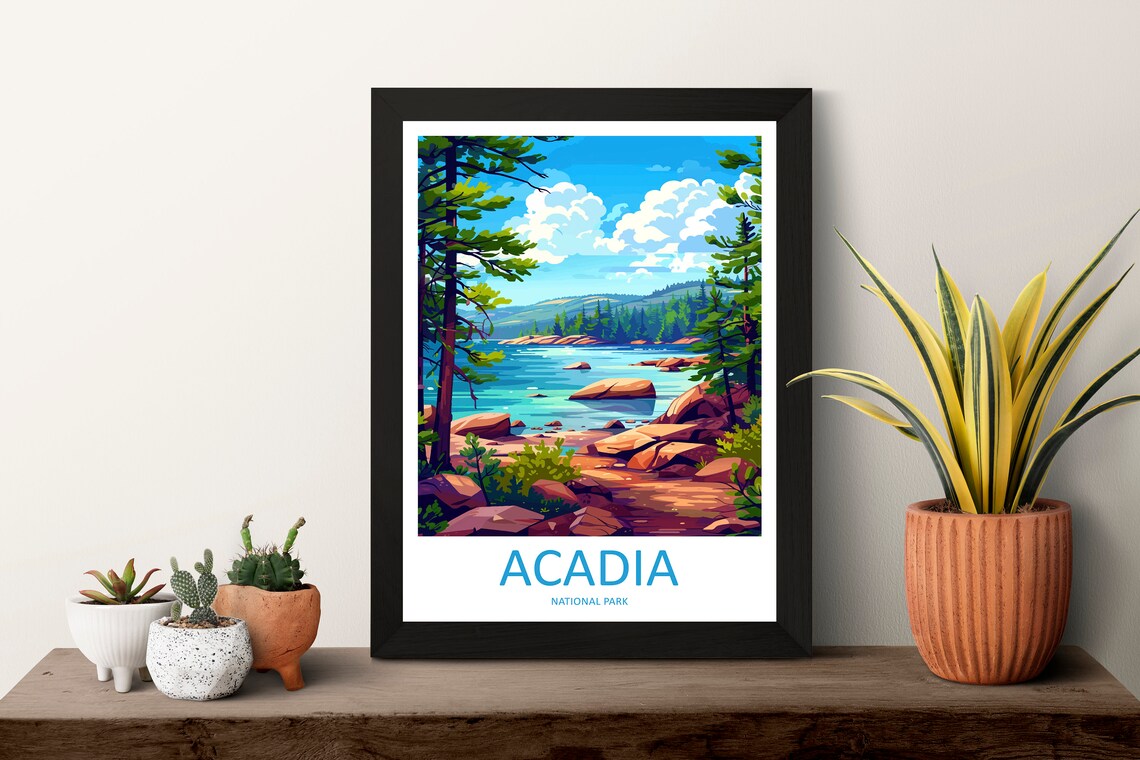 Coastal Acadia National Park Maine Rocky Coast Pine Forest Poster - Image 3