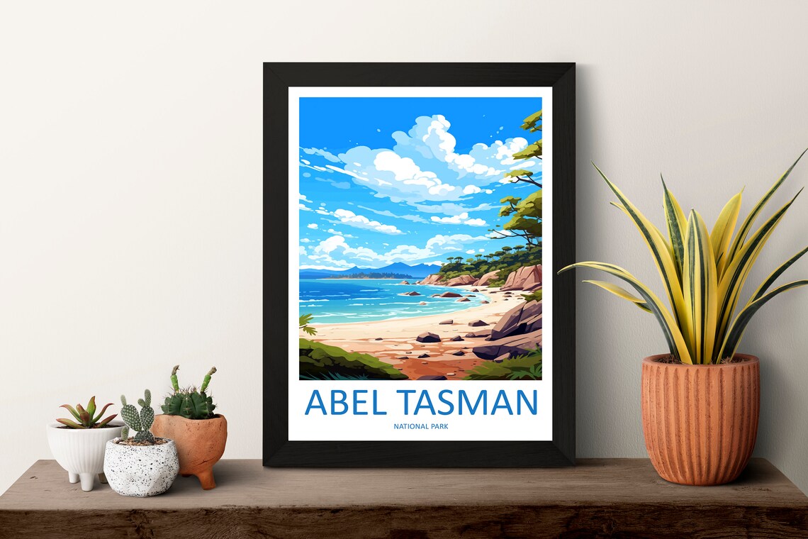 Abel Tasman National Park Golden Beach Granite Rocks Shore Poster - Image 3