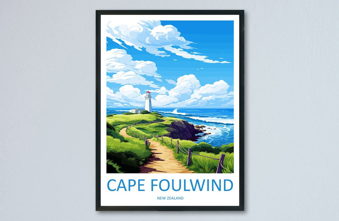 Cape Foulwind Travel Print Wall Art Cape Foulwind Wall Hanging Home Dcor Cape Cape Foulwind Gift Art Lovers New Zealand Travel Print