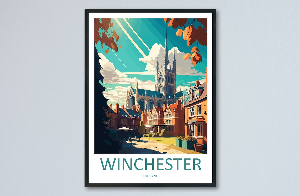 Winchester Travel Poster, England Wall Art