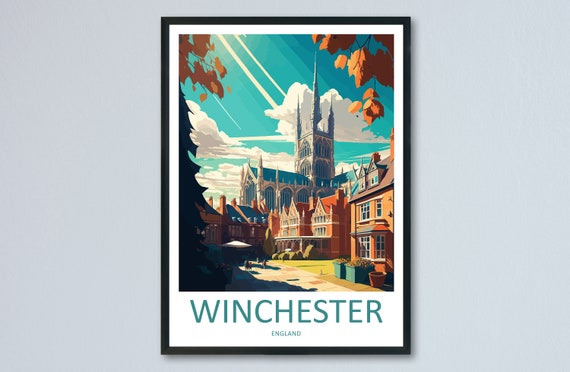 Winchester Travel Poster, England Wall Art