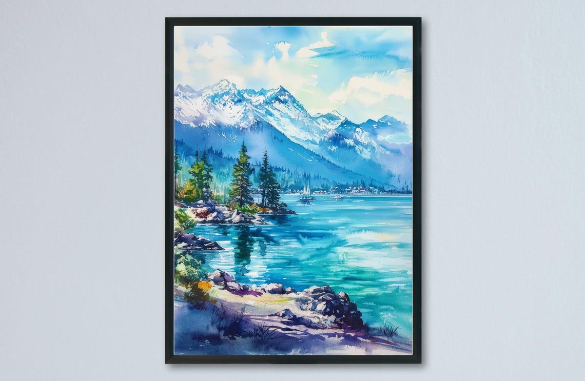 Pristine Alpine Lake Beneath Snow Capped Mountain Peaks Poster