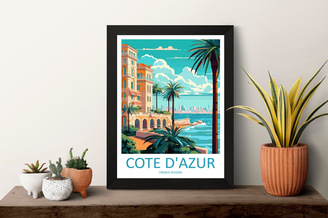 Cote Dazur Travel Poster, France Wall Art Print - Image 3
