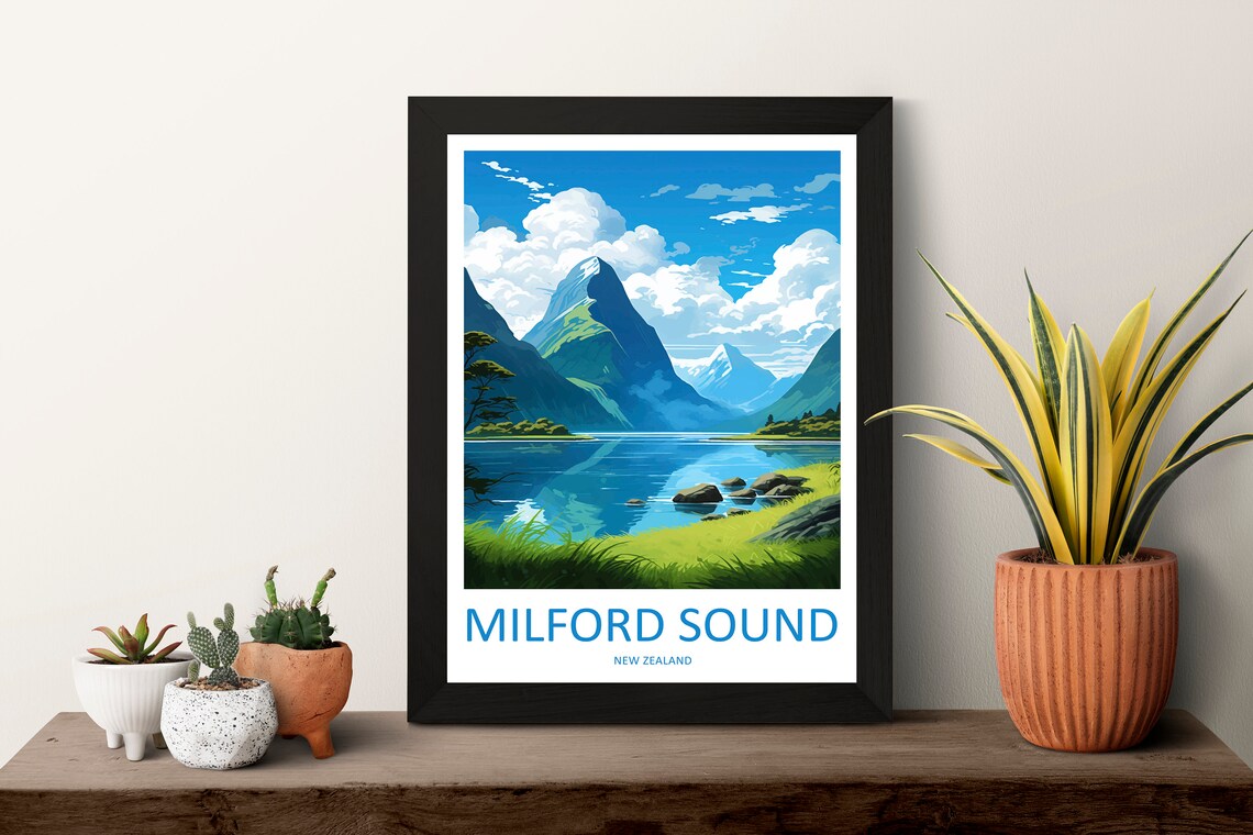 Milford Sound Travel Poster, New Zealand Wall Decor - Image 3