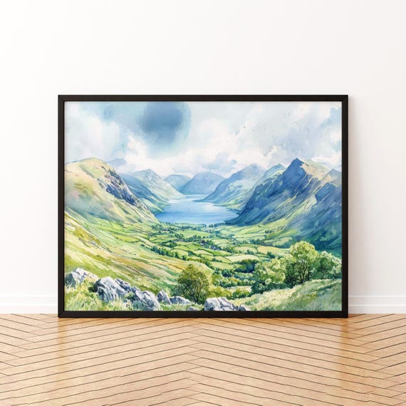 Ennerdale England Watercolor Poster Travel Print Lake District Landscape Painting Nature Wall Art Uk Souvenir