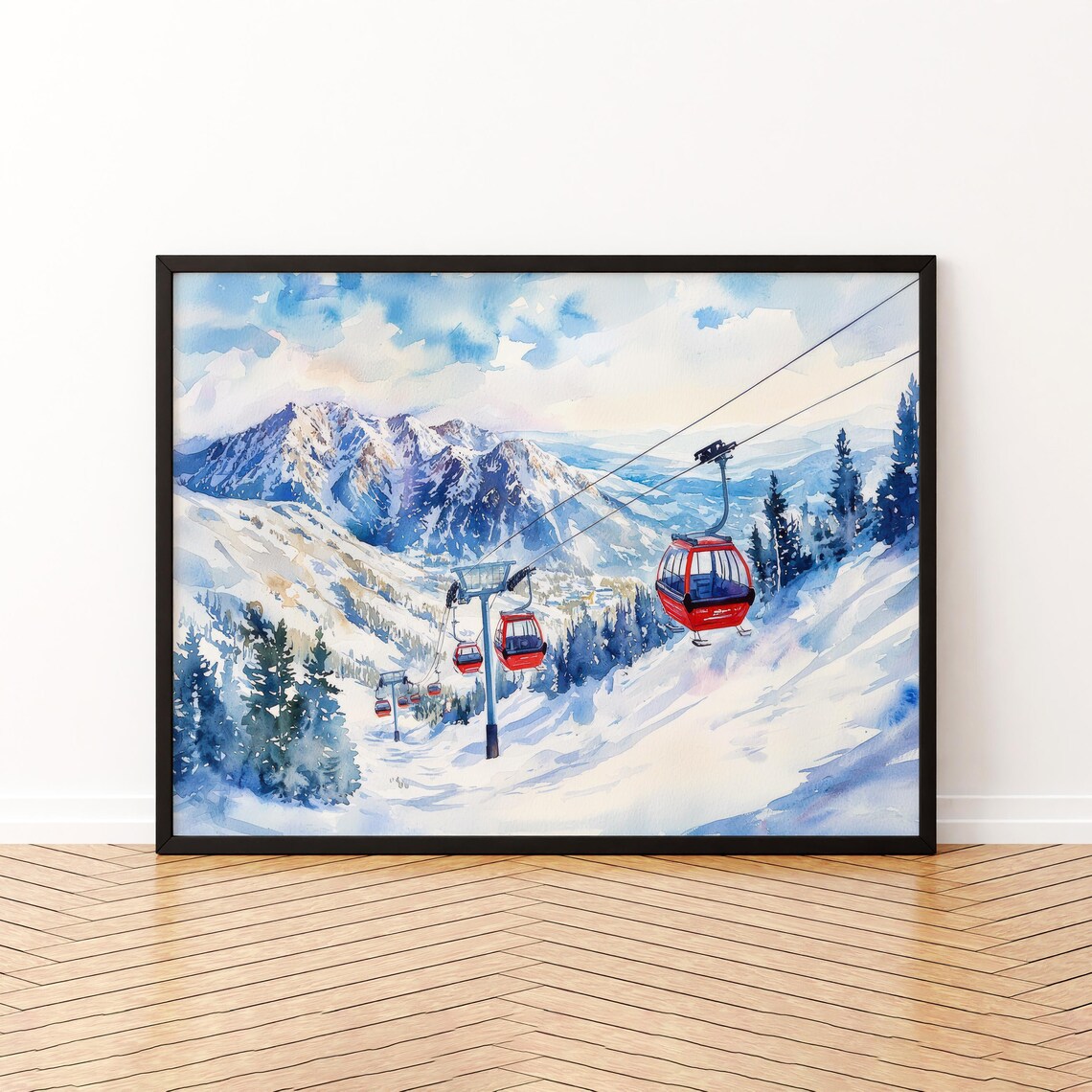 Snowbird Watercolor Poster, Landscape Wall Art