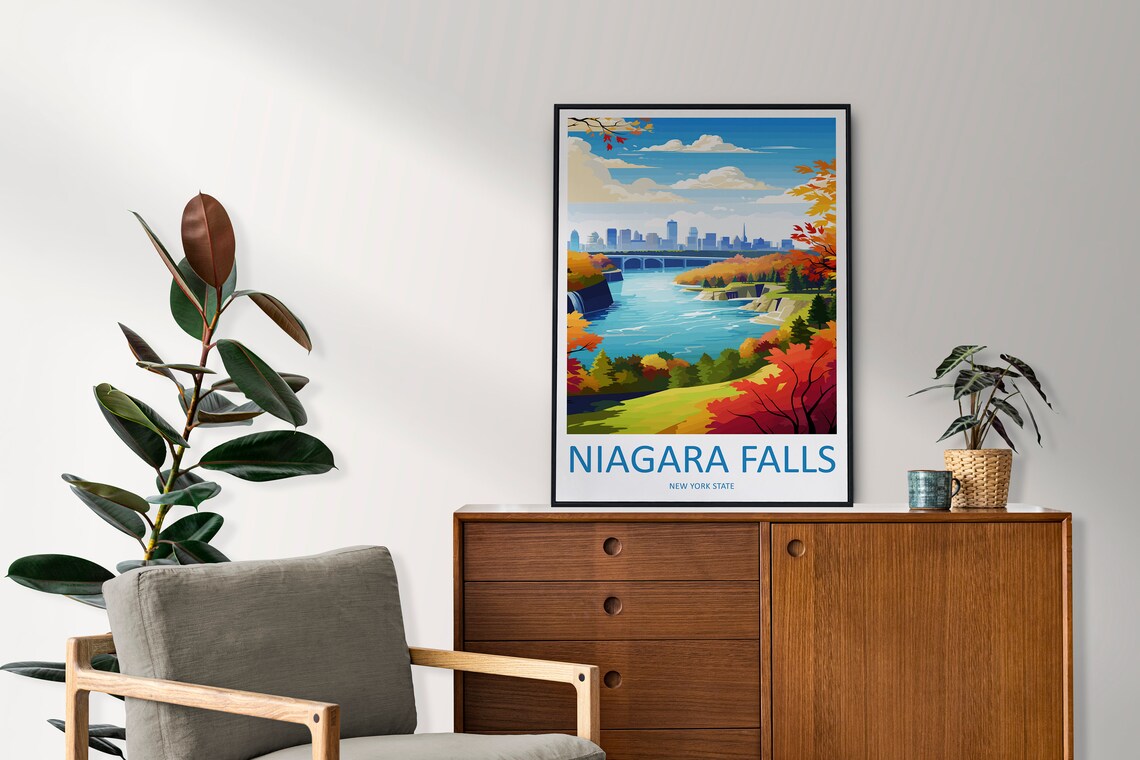 Niagara Falls New York Autumn River Gorge Retro Travel Poster Art - Image 2