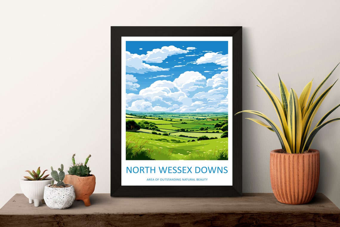 North Wessex Downs Travel Print Wall Art North Wessex Downs Wall Hanging Home Decor North Wessex Downs Gift Art Lovers Wall Art Aonb Print - Image 3