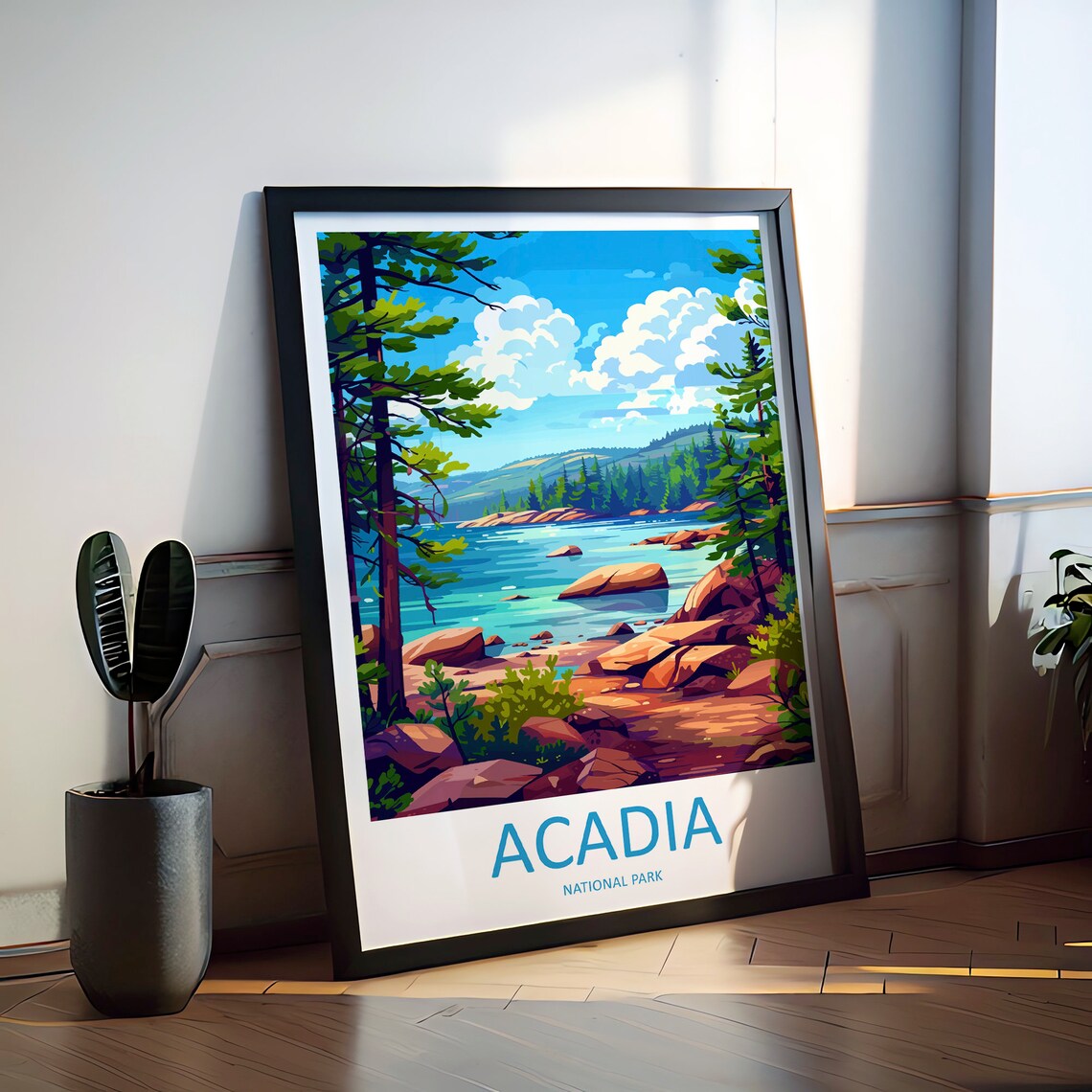 Coastal Acadia National Park Maine Rocky Coast Pine Forest Poster - Image 2