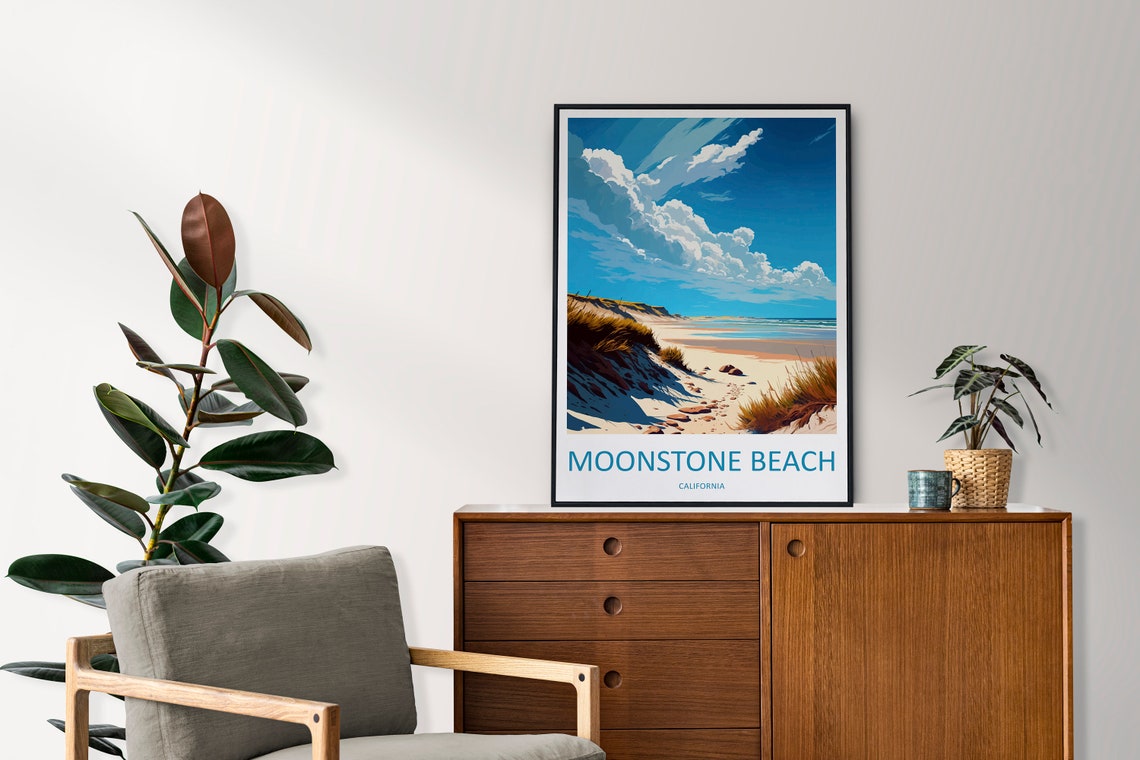 Moonstone Beach California Sandy Dunes Seaside Escape Travel Poster - Image 2
