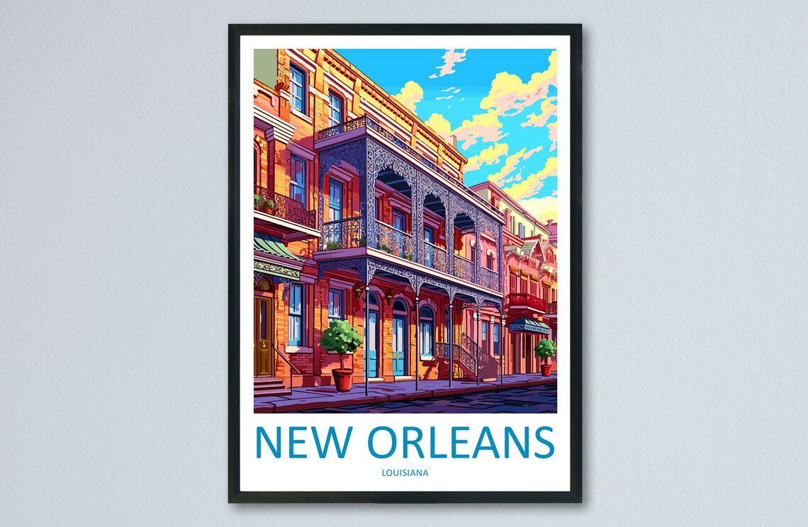 New Orleans Travel Poster, City Wall Art Print
