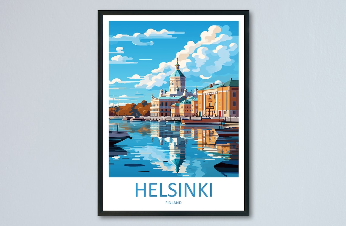 Helsinki Travel Poster, Finland Wall Print