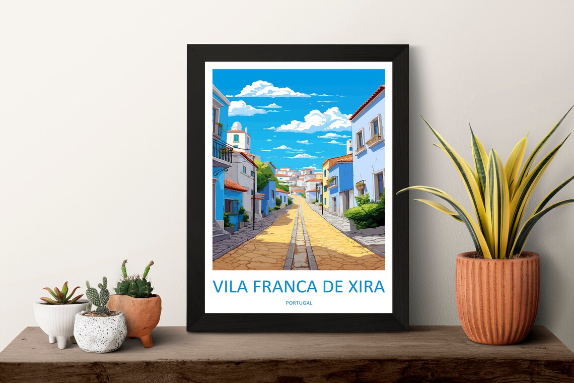 Vila Franca De Xira Portugal Cobblestone Street Houses Poster - Image 3