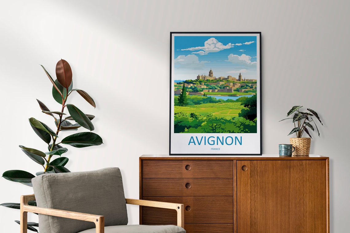 Avignon France Historic Old Town and Palace Riverside Poster - Image 2