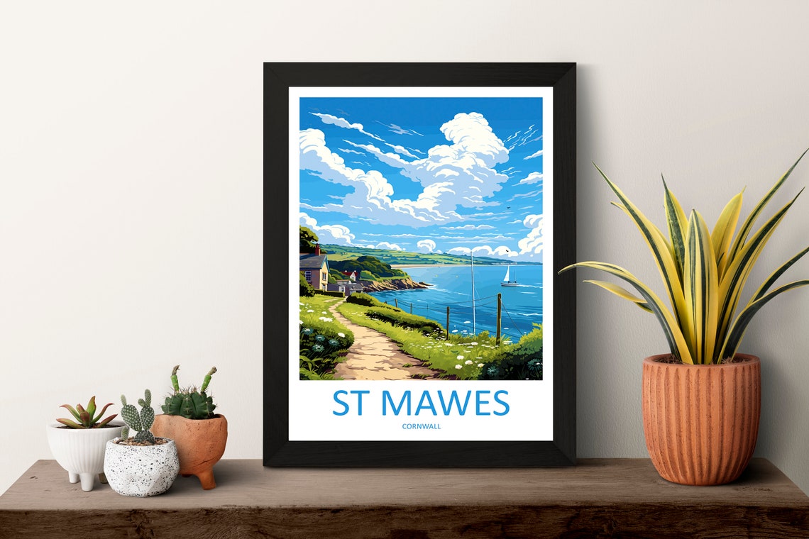 St Mawes Cornwall Coastal Cliff Path Harbor View Travel Poster - Image 3