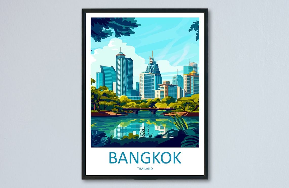 Bangkok Travel Poster, Thailand Travel Art Print