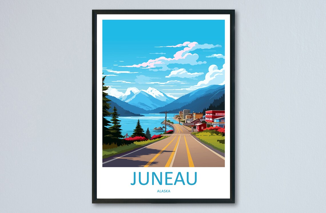 Juneau Travel Poster, Alaska Place Name Art