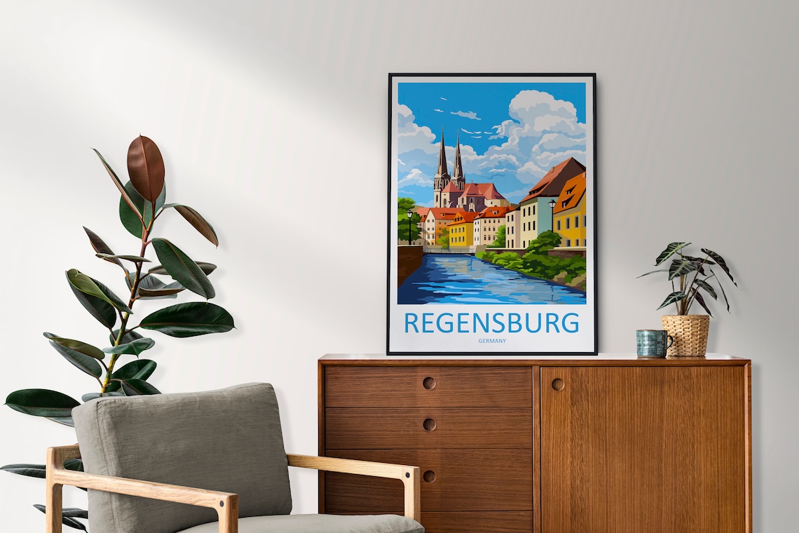 Regensburg Travel Poster, Germany Place Print - Image 2