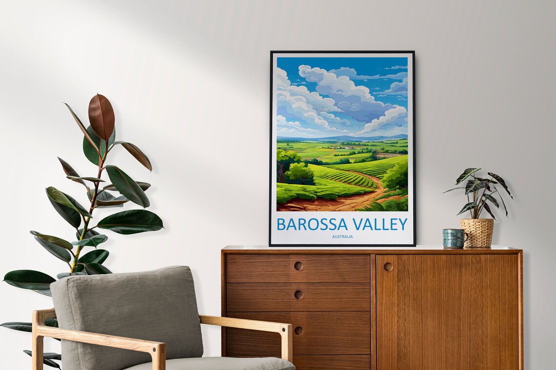 Barossa Valley Neat Vineyard Rows Rolling Over Green Wine Hills Poster - Image 2