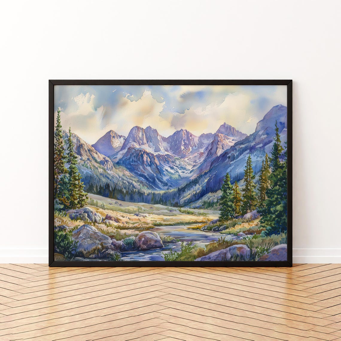 Rocky Mountain Np Watercolor Poster Landscape Wall Art Hanging Home Dcor Gift Lovers